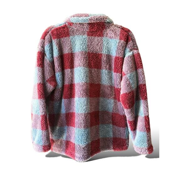 Eddie Bauer Ultra Plush Fleece Quarter Zip Sweatshirt Plaid Print Pullover SZ XL - Picture 11 of 11